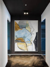 Load image into Gallery viewer, Gold Blue Abstract Painting Large Colorful Canvas Art Np062