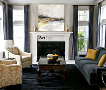 Load image into Gallery viewer, Black White Abstract Painting Yellow Gold Painting Handmade Wall Decor Ap042