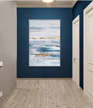 Load image into Gallery viewer, Blue Abstract Painting Gold Art Painting Seascape Cp014