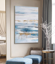 Load image into Gallery viewer, Blue Abstract Painting Gold Art Painting Seascape Cp014