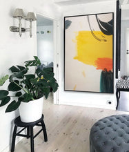 Load image into Gallery viewer, Black And White Oversized Wall Art Yellow Abstract Painting Cp035