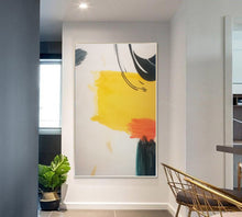 Load image into Gallery viewer, Black And White Oversized Wall Art Yellow Abstract Painting Cp035