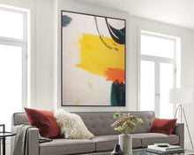 Load image into Gallery viewer, Black And White Oversized Wall Art Yellow Abstract Painting Cp035
