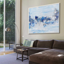 Load image into Gallery viewer, Large Contemporary Canvas Wall Art Blue Acrylic Painting On Canvas Bp052
