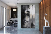 Load image into Gallery viewer, Oversized Black and White Art Minimal Painting, Black & White Abstract Painting Bp049