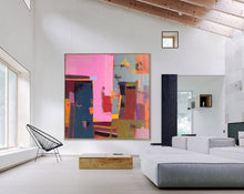 Load image into Gallery viewer, Pink Brown Red Abstract Painting Enormous Canvas Art Qp060