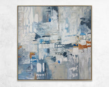 Load image into Gallery viewer, Blue Abstract Painting Canvas Original White Abstract Art Qp076