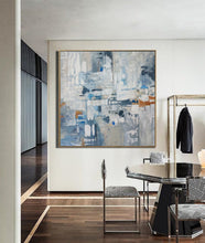 Load image into Gallery viewer, Blue Abstract Painting Canvas Original White Abstract Art Qp076