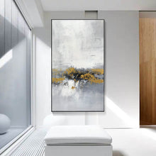 Load image into Gallery viewer, Grey Gold Abstract Painting Living Room Wall Art Office Painting Yp015