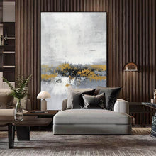 Load image into Gallery viewer, Grey Gold Abstract Painting Living Room Wall Art Office Painting Yp015
