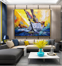 Load image into Gallery viewer, Sailboat Painting Coastal Wall Art Landscape Painting on Canvas Op070