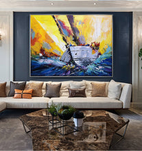 Load image into Gallery viewer, Sailboat Painting Coastal Wall Art Landscape Painting on Canvas Op070