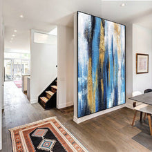 Load image into Gallery viewer, Blue Yellow Abstract Textured Painting Large Wall Artwork Cp028
