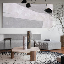 Load image into Gallery viewer, Oversized Minimalism Art White Gray Modern Indoor Neutral Decor Art Painting DP051