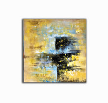 Load image into Gallery viewer, Yellow Blue Black Abstract Painting Oversized Wall Art Op091