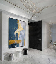 Load image into Gallery viewer, Grey And Blue Painting Large Abstract Art on Canvas Bp088