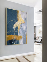 Load image into Gallery viewer, Grey And Blue Painting Large Abstract Art on Canvas Bp088