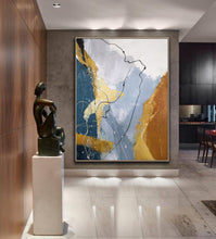 Load image into Gallery viewer, Glod And Gray Painting Xl Canvas Wall Art Original Abstract Painting