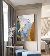 Load image into Gallery viewer, Glod And Gray Painting Xl Canvas Wall Art Original Abstract Painting