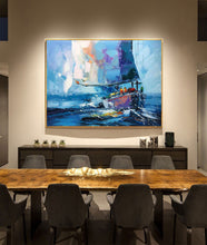 Load image into Gallery viewer, Seascape Painting Blue Abstract Sailing Boat Painting Yp005