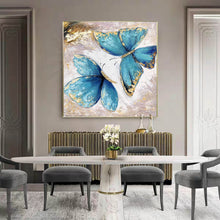 Load image into Gallery viewer, Butterfly Painting Canvas Gold Leaf Abstract Painting Contemporary Art Yp026