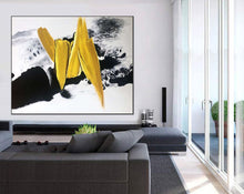 Load image into Gallery viewer, Black And White Gold Oversized Abstract Painting Original Art Cp031