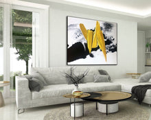 Load image into Gallery viewer, Black And White Gold Oversized Abstract Painting Original Art Cp031