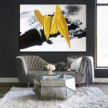 Load image into Gallery viewer, Black And White Gold Oversized Abstract Painting Original Art Cp031