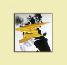 Load image into Gallery viewer, Black White Gold Abstract Painting Office Wall Art Cp030