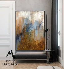 Load image into Gallery viewer, Large Blue Painting Gold Abstract Art Oversized Artwork for Living Room NP050