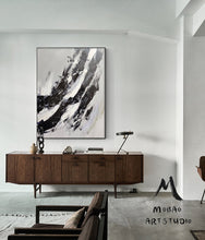Load image into Gallery viewer, Gray White Painting Black Painting,Oversized Black and White Art BL017