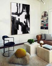 Load image into Gallery viewer, Oversized Black and White Art Textured Painting Oil Painting on Canvas Bp058