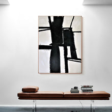 Load image into Gallery viewer, Black and White Wall Art Oversized Abstract Painting on Canvas Op043