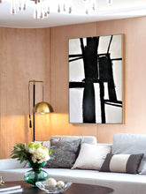 Load image into Gallery viewer, Black and White Wall Art Oversized Abstract Painting on Canvas Op043