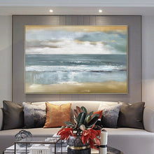 Load image into Gallery viewer, Beach Sunset Painting Coastal Painting Ocean Art Blue Sea Abstract Op079