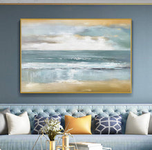 Load image into Gallery viewer, Beach Sunset Painting Coastal Painting Ocean Art Blue Sea Abstract Op079