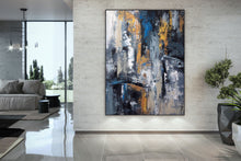 Load image into Gallery viewer, Blue Gold Abstract Wall Art,Industrial Decor,Living Room Wall Art Dp029