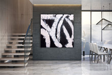 Load image into Gallery viewer, Black and White Art Wide Large Abstract Painting,Living Room Wall Art Bp119
