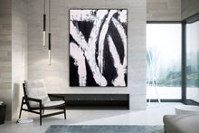 Load image into Gallery viewer, Black and White Art Wide Large Abstract Painting,Living Room Wall Art Bp119