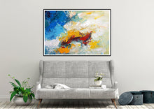 Load image into Gallery viewer, Blue White Yellow Abstract Painting on Canvas Large Artwork Dp035