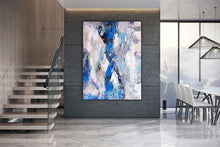 Load image into Gallery viewer, Modern Wall Decor White Blue Grey Contemporary Abstract Painting Dp104