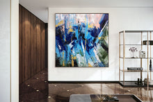 Load image into Gallery viewer, Blue Abstract Art Canvas Large Abstract Painting on Canvas Bp112