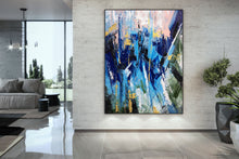 Load image into Gallery viewer, Blue Abstract Art Canvas Large Abstract Painting on Canvas Bp112