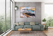 Load image into Gallery viewer, Black Grey Gold Contemporary Wall Art Acrylic Abstract Painting Dp105