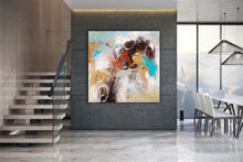 Load image into Gallery viewer, Brown Yellow Blue Abstract Painting Dine Room Wall Art dp034