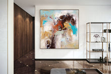 Load image into Gallery viewer, Brown Yellow Blue Abstract Painting Dine Room Wall Art dp034
