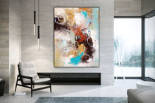 Load image into Gallery viewer, Brown Yellow Blue Abstract Painting Dine Room Wall Art dp034