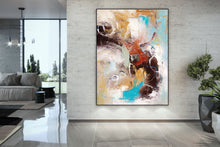 Load image into Gallery viewer, Brown Yellow Blue Abstract Painting Dine Room Wall Art dp034
