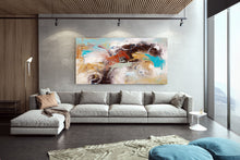 Load image into Gallery viewer, Brown Yellow Blue Abstract Painting Dine Room Wall Art dp034