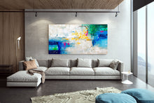 Load image into Gallery viewer, Blue White Gree Abstract Painting Texture Wall Art Large Artwork Dp079
